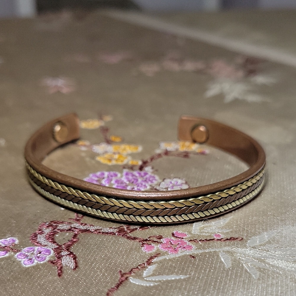 Elegant TriMetal Braided Cuff Bracelet